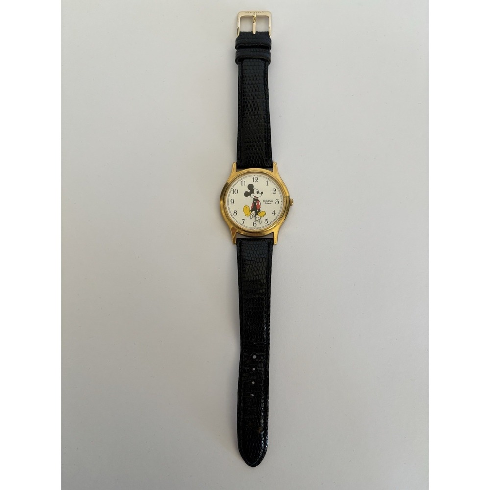 Vintage Seiko Mens Watch Gold Tone White Dial V700-8A10 Leather - Picture 2 of 8